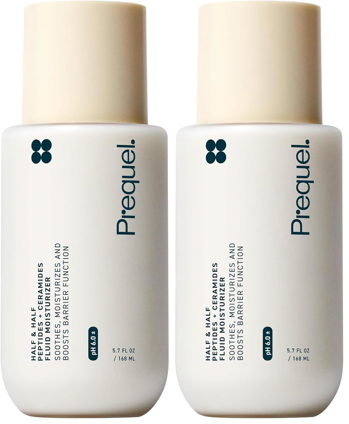 Prequel Skin Half and Half Fluid Moisturizer Face Cream. Lightweight Ceramide Peptide Lotion for All Skin Types, including Dry and Sensitive. Hydrating Facial Cream for Women and Men (Pack of 2)