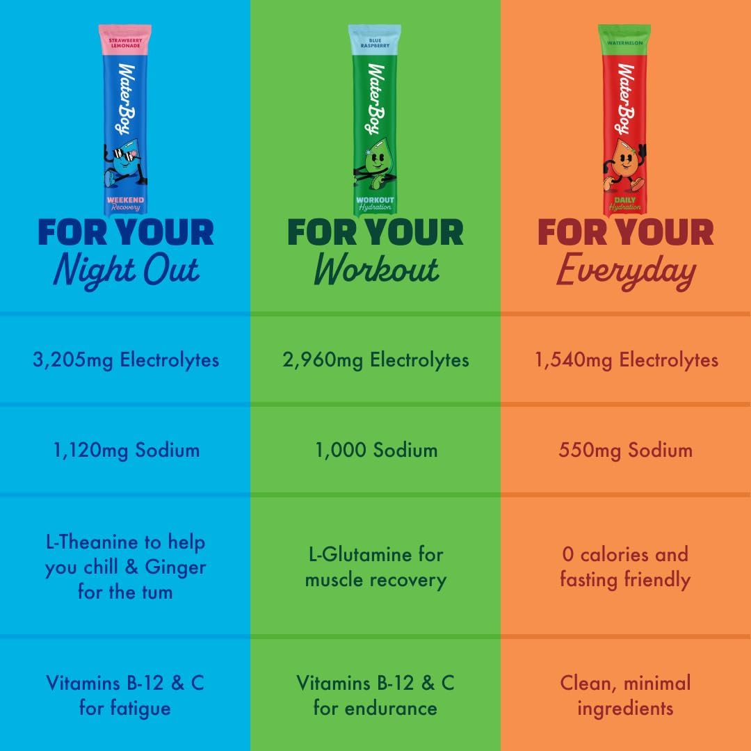 Waterboy Weekend Recovery, Variety Pack, Sugar Free Electrolytes 24ct