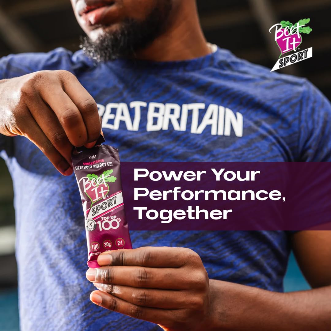 BEET IT Sport Natural Beetroot Running Gels (12 Packs of 43g) - Concentrated Energy Gel for Runners with 100mg Nitrates & 30g Carbs - Long Lasting Energy Gel Packs