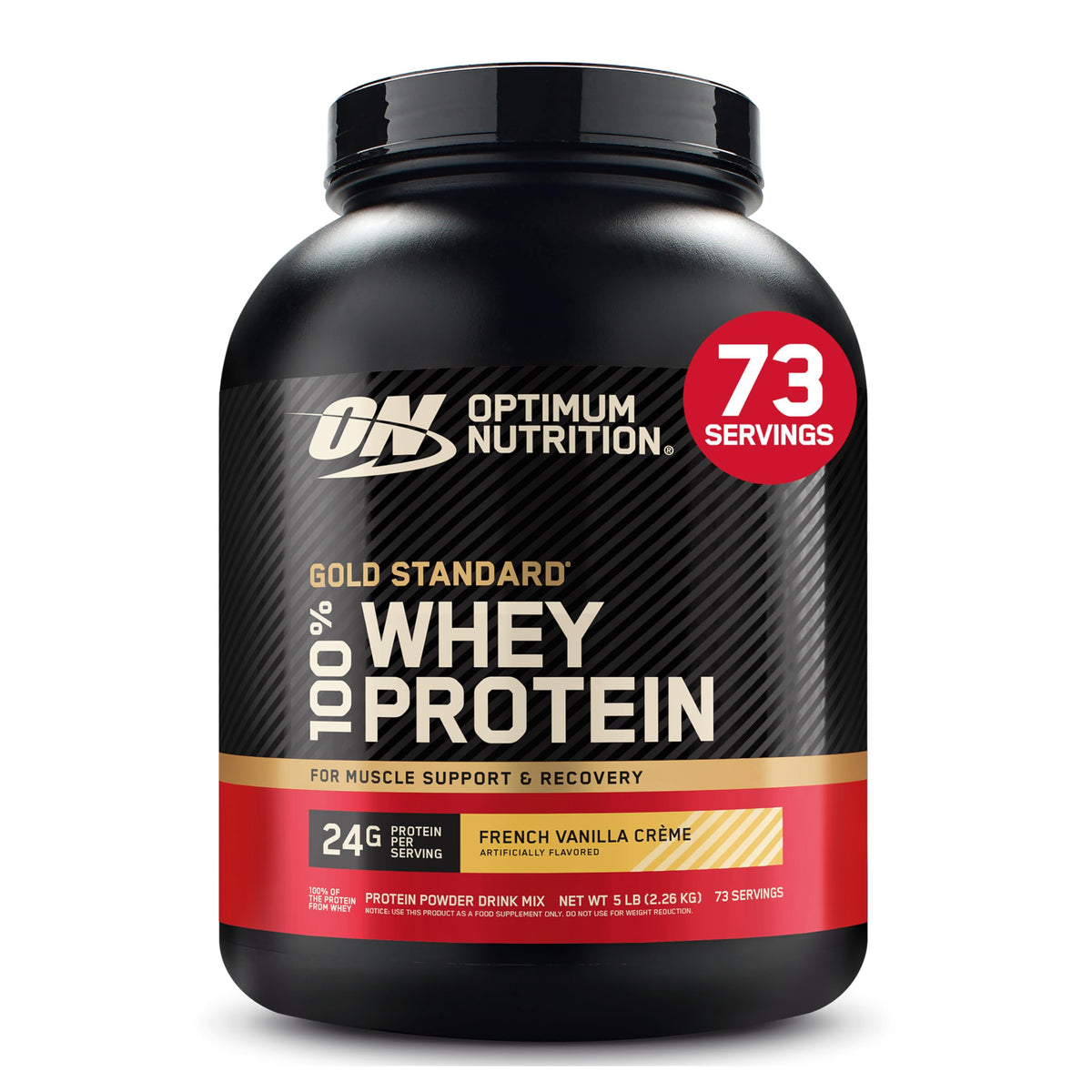 Optimum Nutrition Gold Standard Whey Protein Powder, Vanilla Ice Cream, 2LB