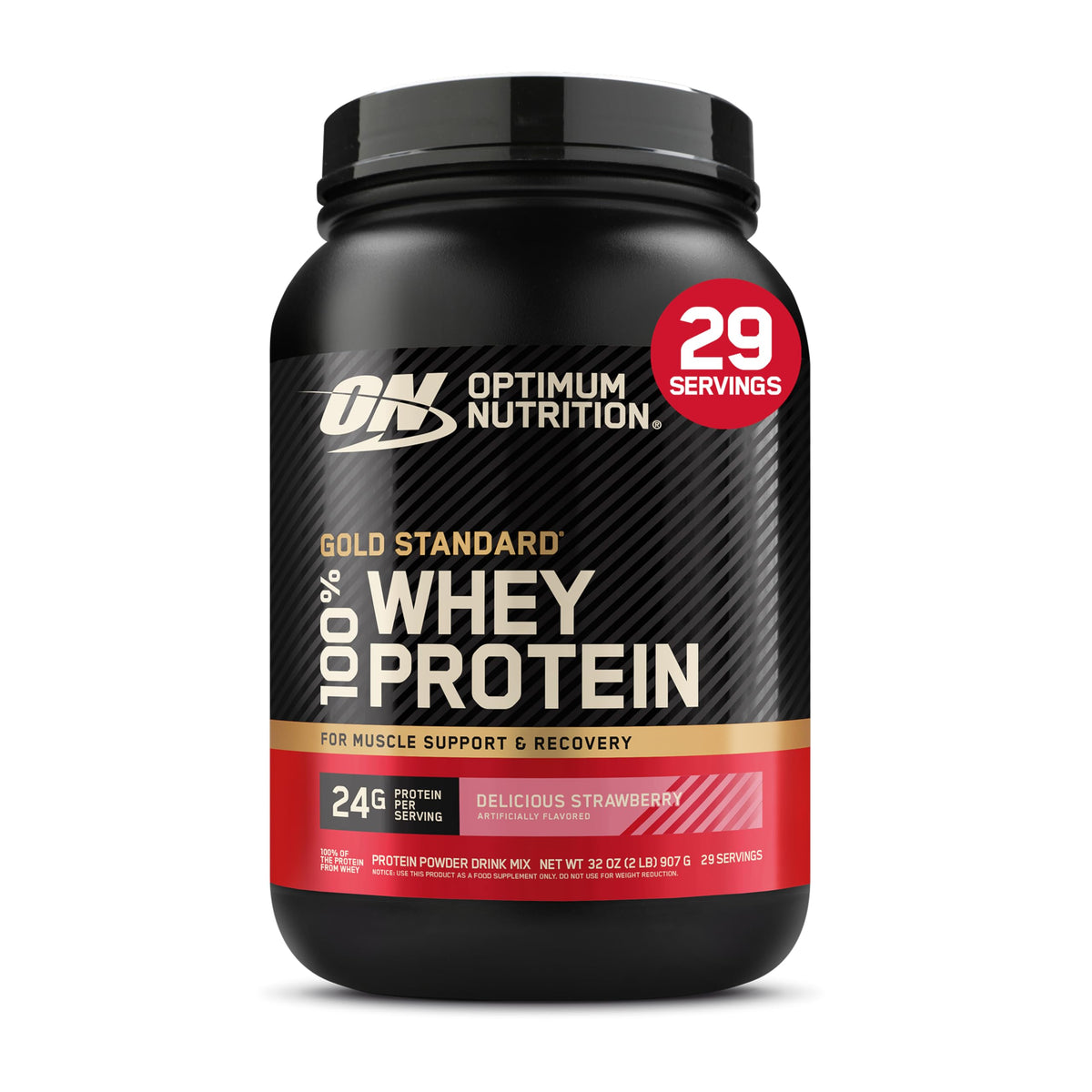 Optimum Nutrition Gold Standard Whey Protein Powder, Vanilla Ice Cream, 2LB