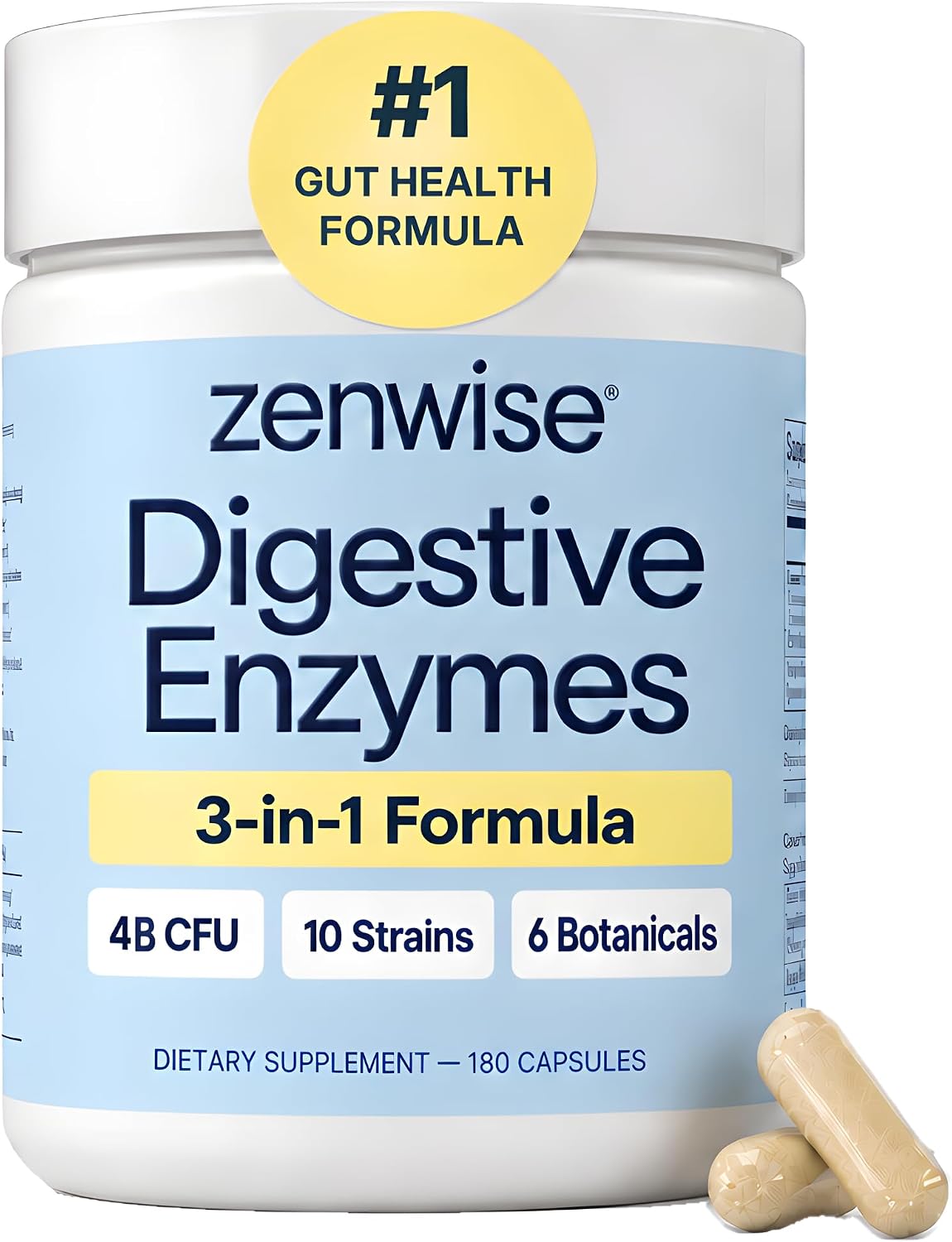 Zenwise Health Digestive Enzymes, Probiotics, for Gut Health Bloat - 180 CT