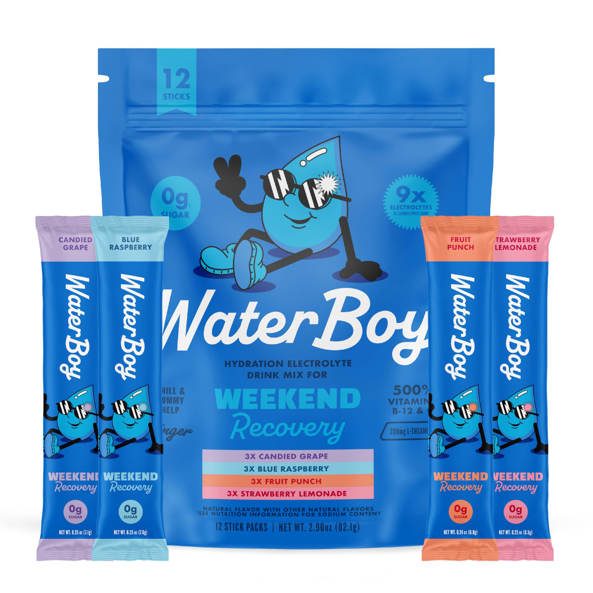 Waterboy Weekend Recovery, Variety Pack, Sugar Free Electrolytes 24ct