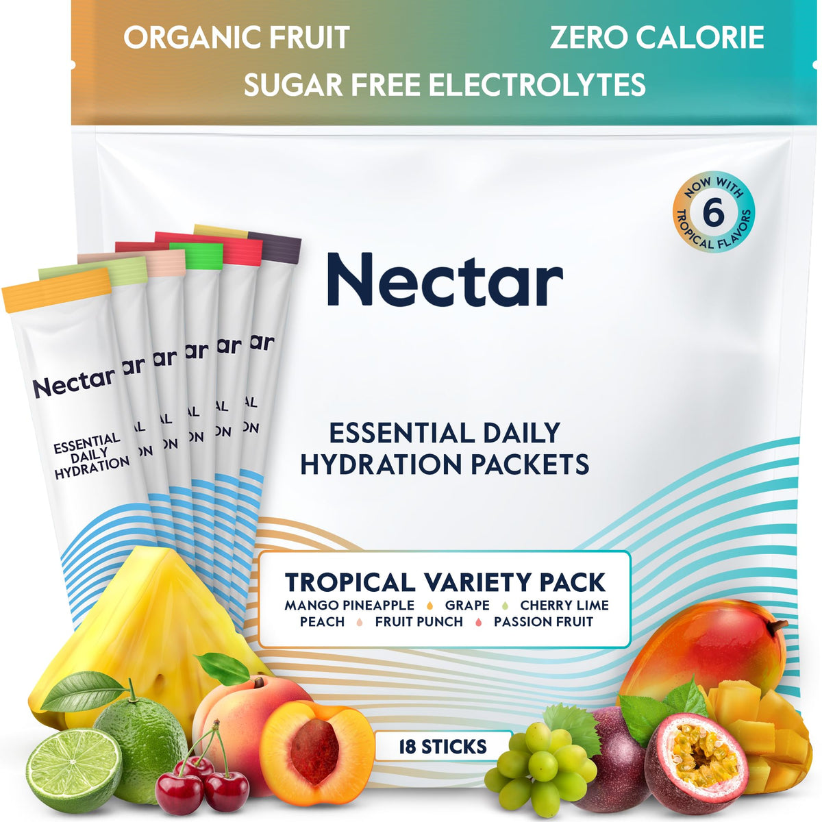 Nectar Hydration Packets - Electrolytes Powder Packets - No Sugar or Calories - Organic Fruit Liquid Daily IV Electrolytes Powder for Dehydration Relief and Rapid Rehydration (Lemon 30 Pack)