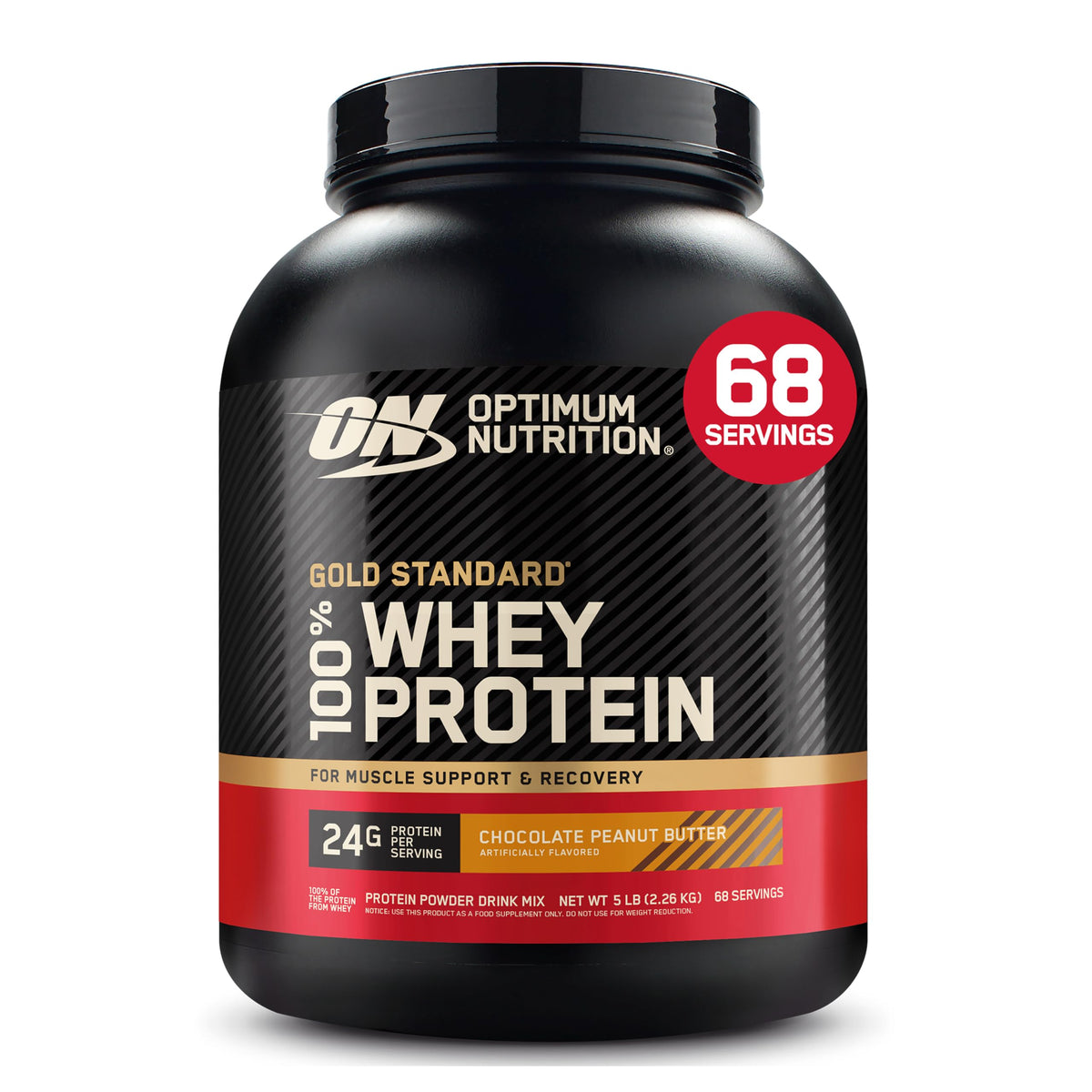 Optimum Nutrition Gold Standard Whey Protein Powder, Vanilla Ice Cream, 2LB