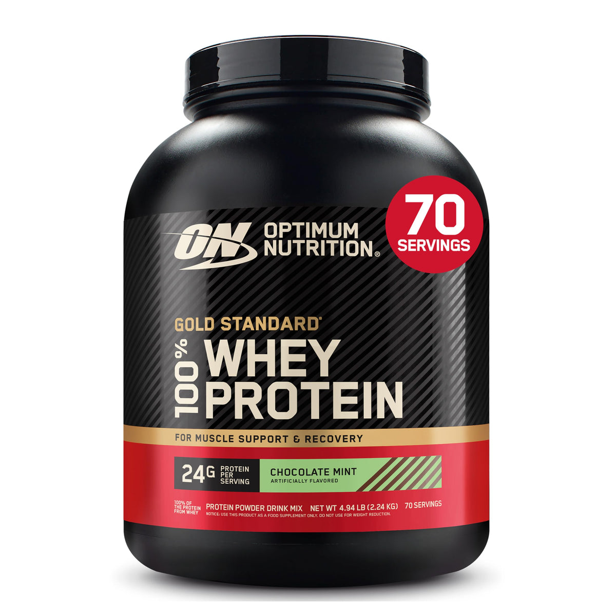 Optimum Nutrition Gold Standard Whey Protein Powder, Vanilla Ice Cream, 2LB