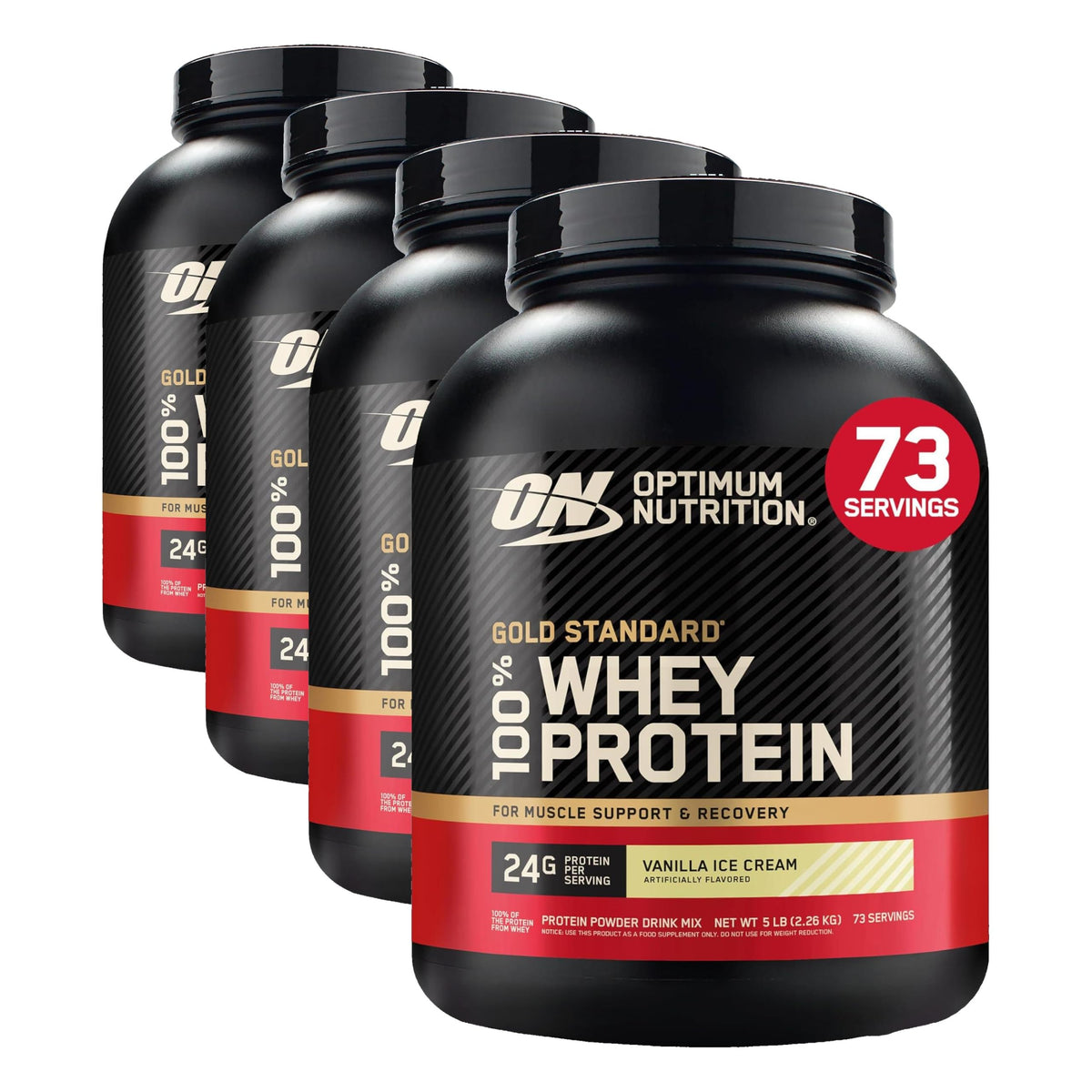 Optimum Nutrition Gold Standard Whey Protein Powder, Vanilla Ice Cream, 2LB