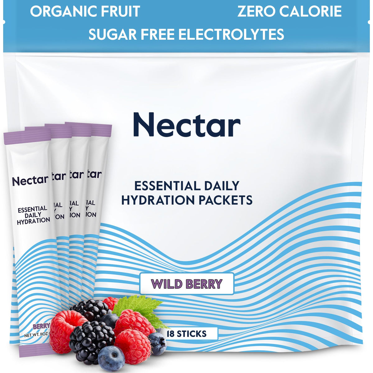 Nectar Hydration Packets - Electrolytes Powder Packets - No Sugar or Calories - Organic Fruit Liquid Daily IV Electrolytes Powder for Dehydration Relief and Rapid Rehydration (Lemon 30 Pack)