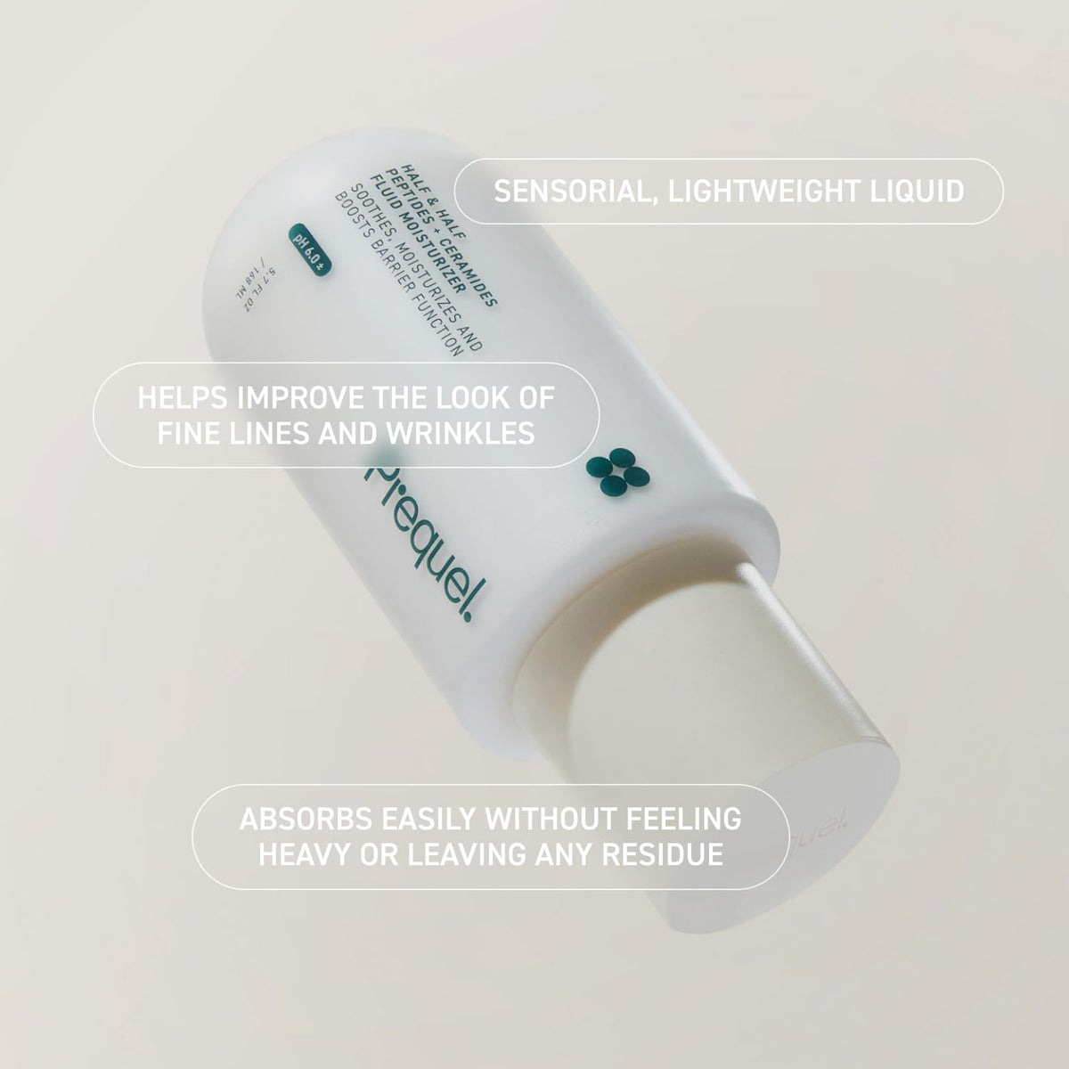 Prequel Skin Half and Half Fluid Moisturizer Face Cream. Lightweight Ceramide Peptide Lotion for All Skin Types, including Dry and Sensitive. Hydrating Facial Cream for Women and Men