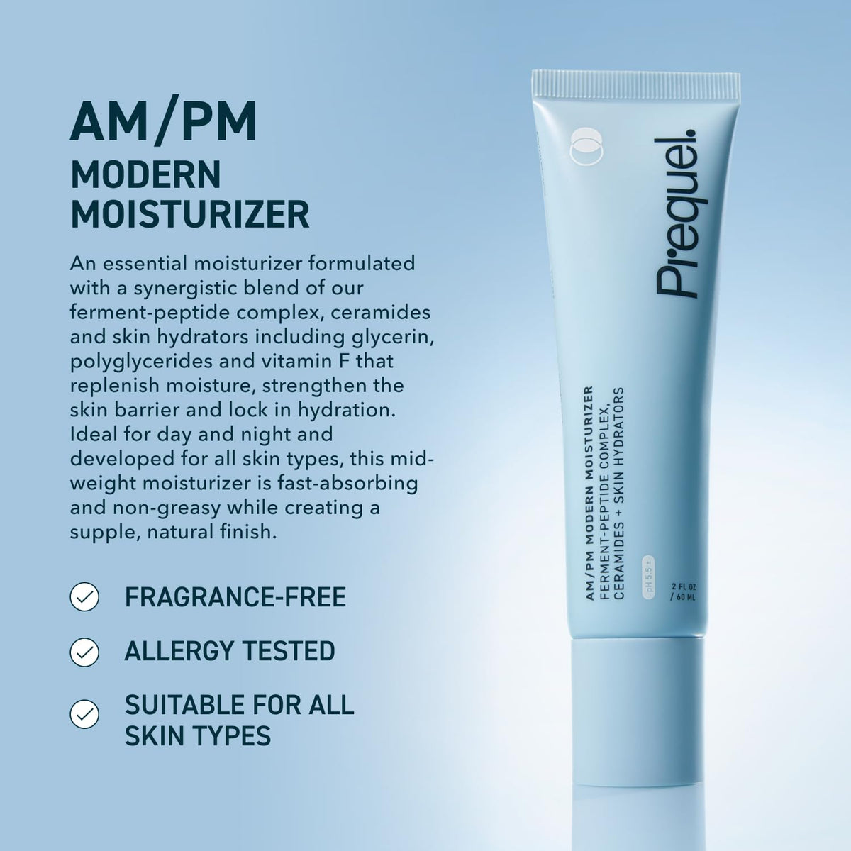 Prequel Skin AM/PM Modern Moisturizer – Hydrating Face Cream with Peptides, Ceramides & Glycerin for Dry, Sensitive, or Combination Skin – Non-Greasy Moisturizer for Barrier Support
