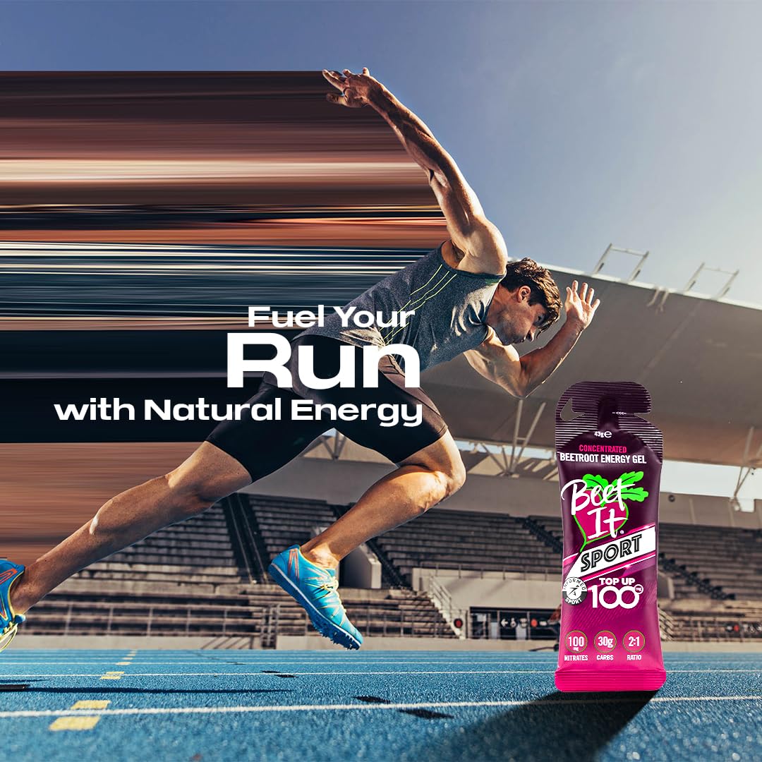 BEET IT Sport Natural Beetroot Running Gels (12 Packs of 43g) - Concentrated Energy Gel for Runners with 100mg Nitrates & 30g Carbs - Long Lasting Energy Gel Packs
