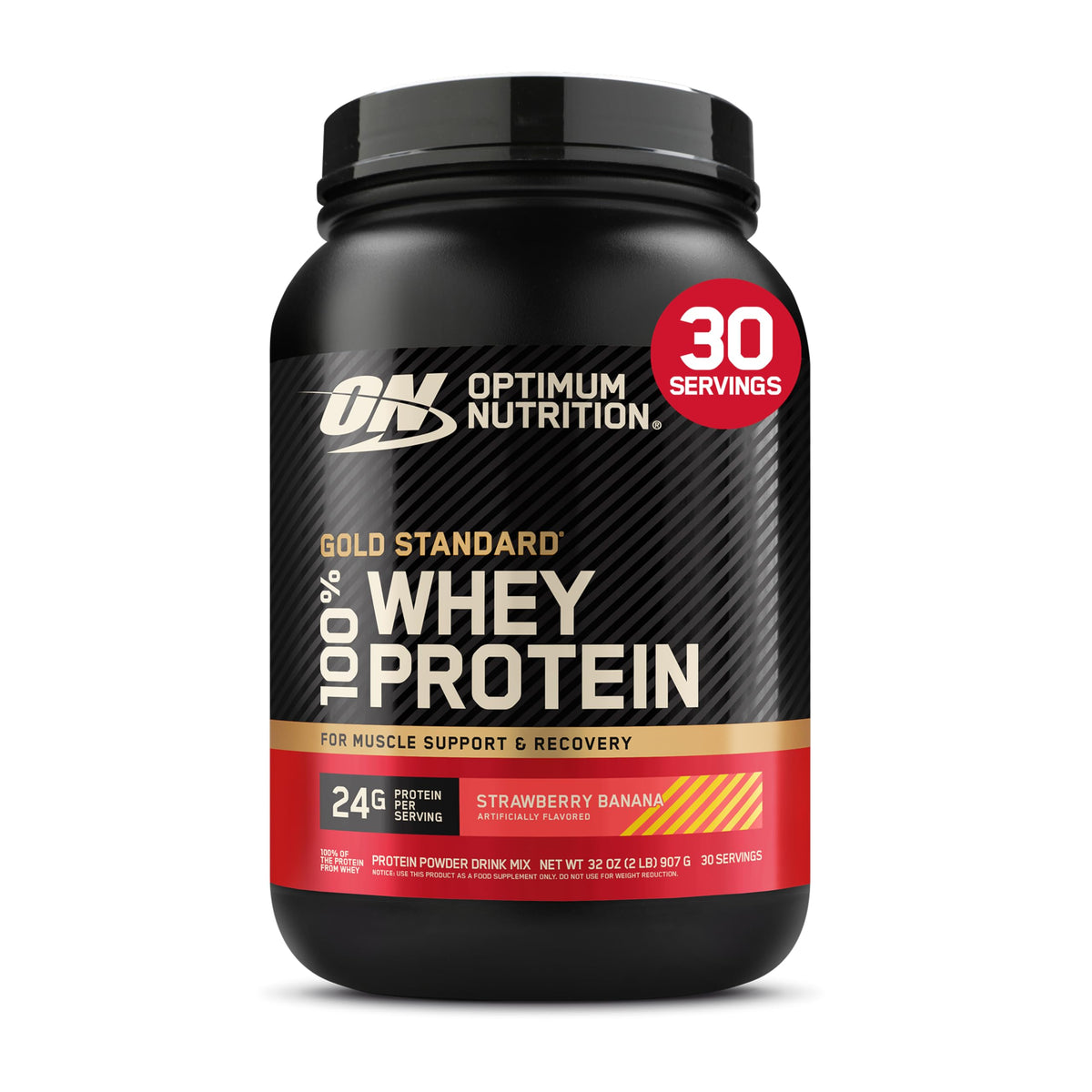 Optimum Nutrition Gold Standard Whey Protein Powder, Vanilla Ice Cream, 2LB