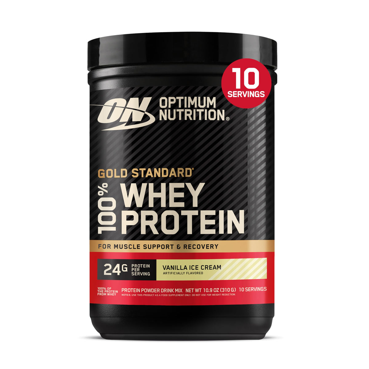 Optimum Nutrition Gold Standard Whey Protein Powder, Vanilla Ice Cream, 2LB