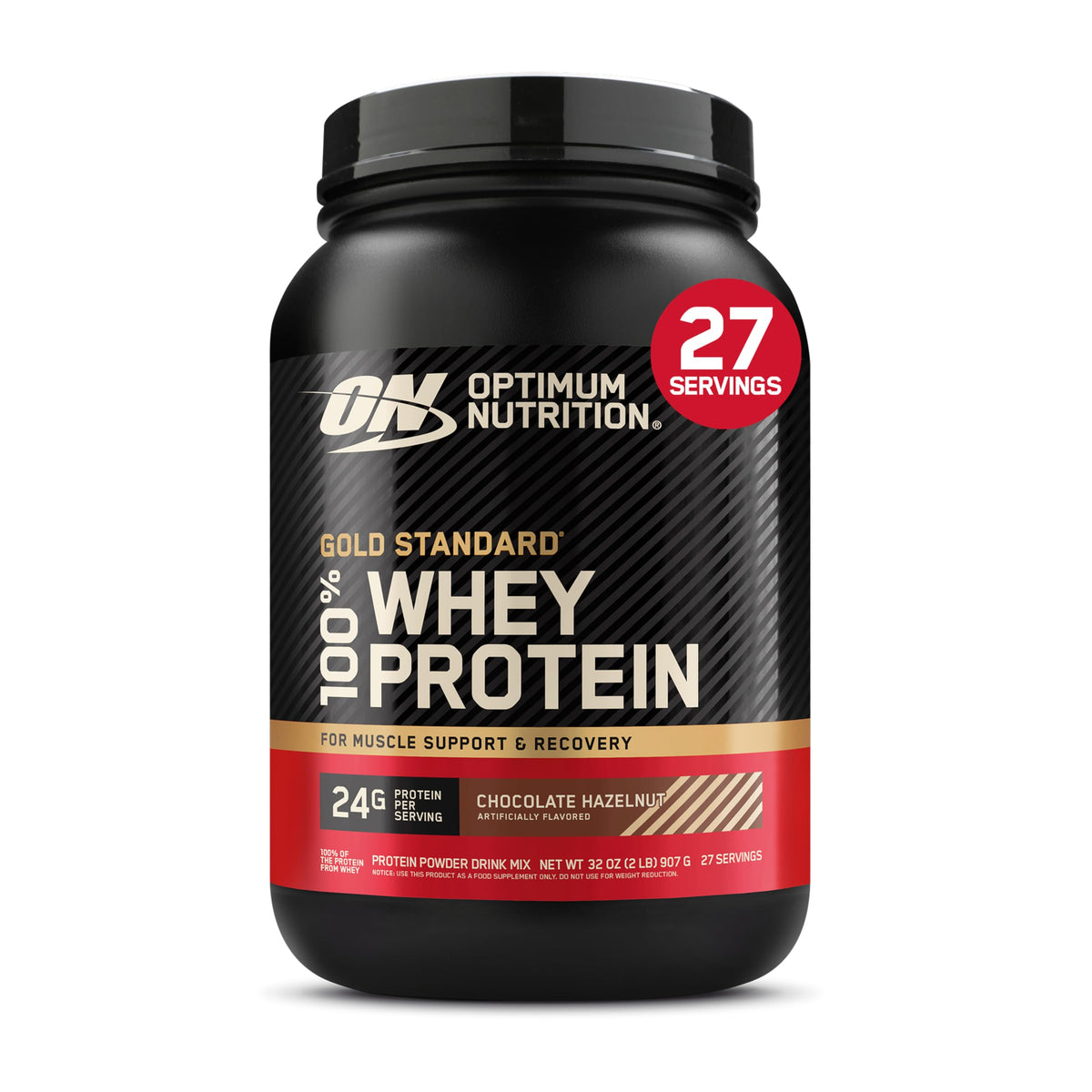 Optimum Nutrition Gold Standard Whey Protein Powder, Vanilla Ice Cream, 2LB
