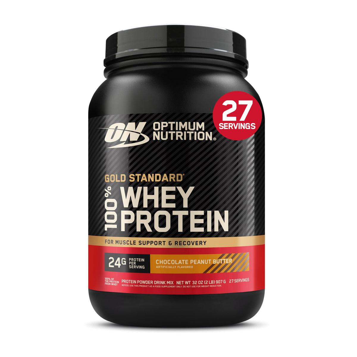 Optimum Nutrition Gold Standard Whey Protein Powder, Vanilla Ice Cream, 2LB